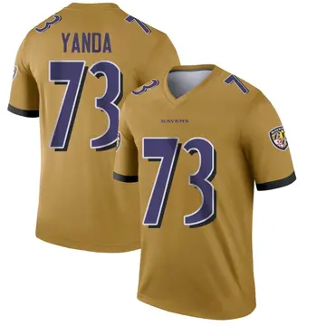 Women's Marshal Yanda Purple Backer - #73 Football Baltimore Ravens Long  Sleeve T-Shirt Size S