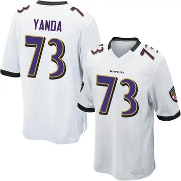 Women's Marshal Yanda Purple Backer - #73 Football Baltimore Ravens Long  Sleeve T-Shirt Size S